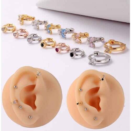 1PC Stainless Steel Zircon Nose Hoop CZ Butterfly Ear Clip Helix Cartilage Daith Earring Tragus Ring Ear Piercing Jewelry