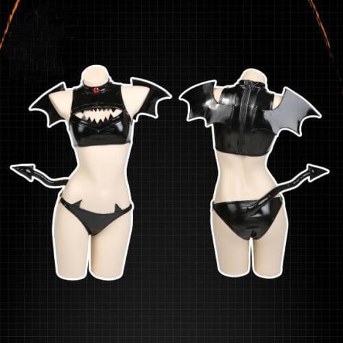 Summer Swimsuit Lingeries Bikini Swimwear PU Leather Swimsuit Little Devil Private Photo Shot Cosplay Costume
