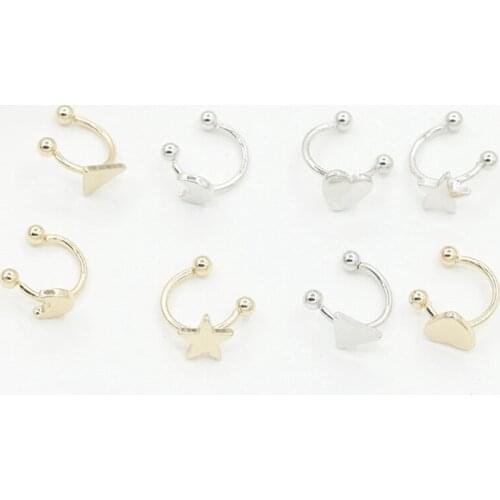 MISANANRYNE 1PC Fashion Small Gold Moon Star Heart No Pierced Earclips Earrings for Women Brincos Bijoux