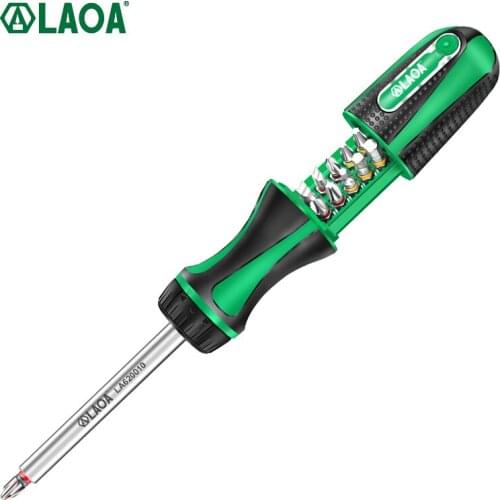 LAOA 10 in 1 Ratchet Screwdriver Set Aluminum Rod With 10 Pieces S2 Head Multifunctional Screwdriver Tool Set