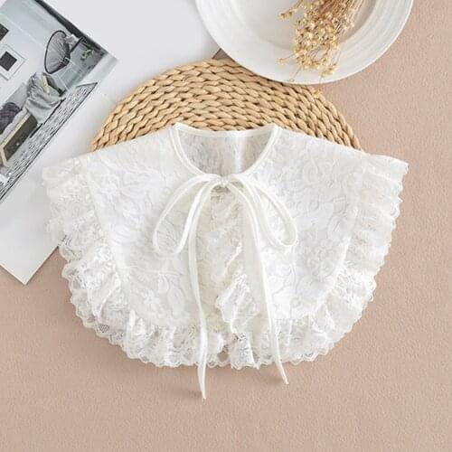 1 Pc Lady Shirt False Collar Lace Detachable False Faux Collar Cuff Choker Tie Korean Style Hollowed-Out Collar