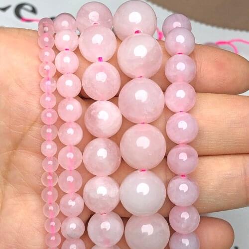 Natual Stone Madagascar Pink Crystal Bead Round Loose Rose Quartzs Beads For Jewelry Making Diy Energy Bracelet 4 6 8 10 12mm