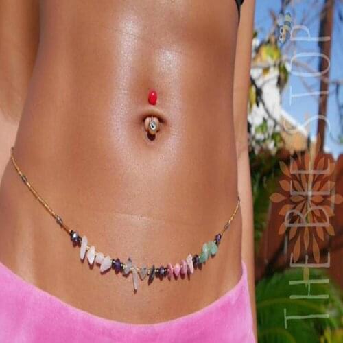 New swimwear bikini beach waist chain ladies sexy natural stone glass rice beads body jewelry factory direct sales