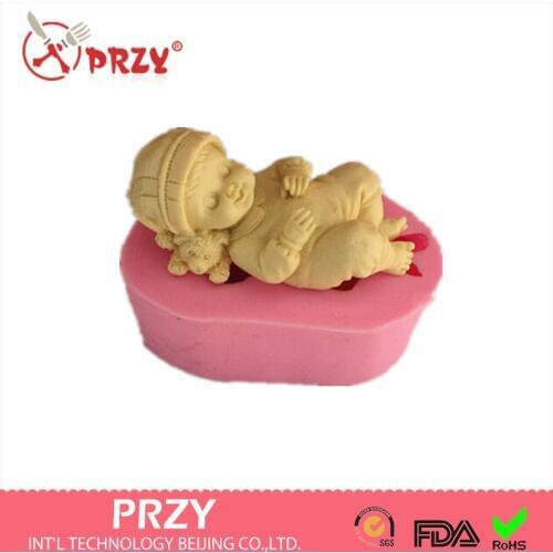 Wholesale sell hot Cute sleeping baby hat sale chocolate silicon mold fondant Cake decoration mold soap mold
