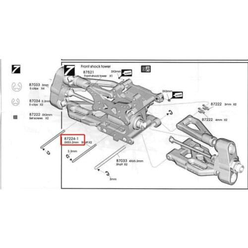 Original OFNA/HOBAO RACING 87224-1 3X53.2 Swing Arm Axis Group For 1/7 HYPER ONE-SEVEN ONROAD