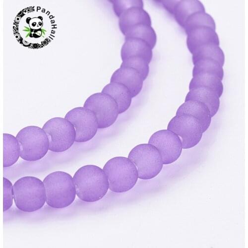 Pandahall 1 Strand 4mm Transparent Frosted Round Glass Bead Strands for Jewelry Making DIY Necklace Bracelet Hole: 1.1~1.6mm