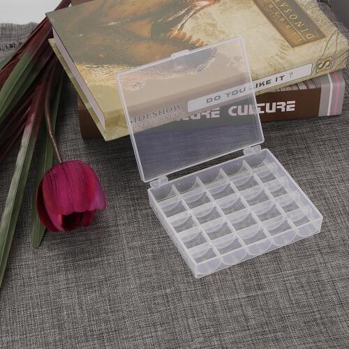 25Pc Sewing Machine Bobbins Spools Empty Bobbins Spools Sewing Machine Plastic Storage Box For Home Sewing Accessories Tools