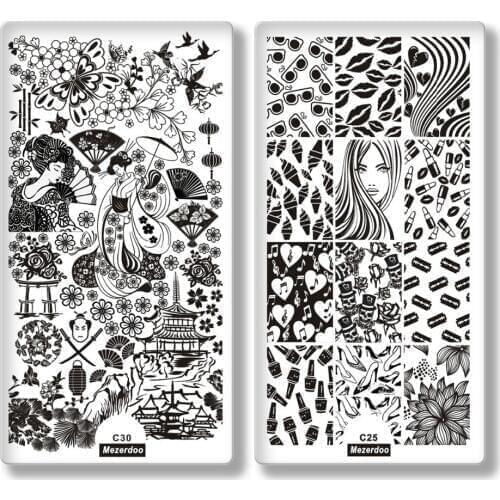 10 Pcs Flowers Plants Fruit Nail Art Stainless Plate Image Stamping Plates Snowflake DIY Manicure Printing Template Plate Tools