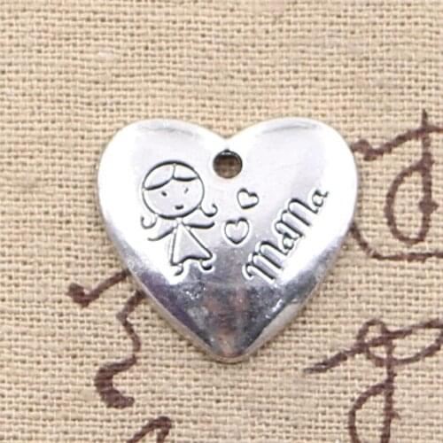10pcs Charms Heart Mom Children 21x20mm Antique Pendant fit,Vintage Tibetan Silver color,DIY Handmade Jewelry