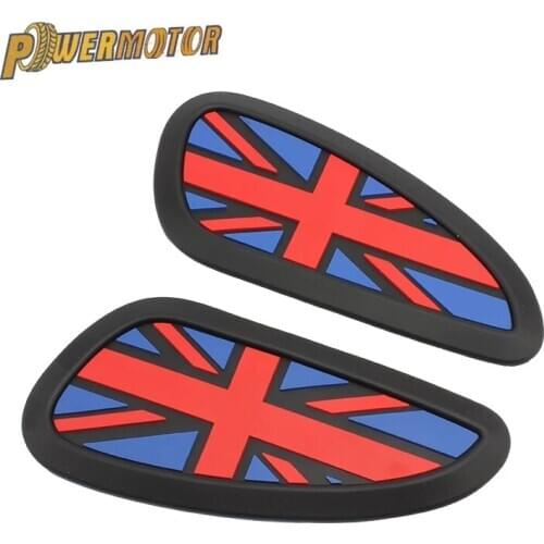Motorcycle Cafe Racer Gasoline Fuel Tank Rubber Sticker Protective Cover Sheath Knee Fuel Tank Pad Handle Decal Union Jack Logo