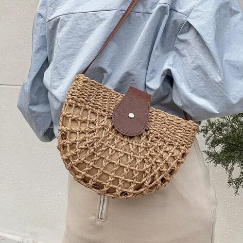 Straw Woven Bag Handbag Shoulder Messenger Crossbody Bags For Women Retro Totes Casual Fashion Beach Shopping Bag Wallet