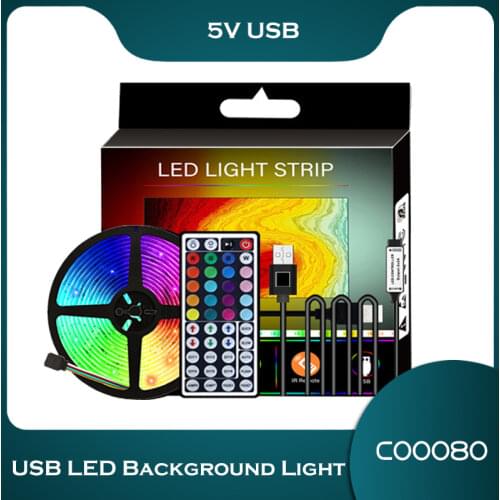 LED Background Light For Computer Display/ TV, 5050RGB Smart Lamp Belt Set, USB 5V 44 Keys RF Control, Gamer MOD Lighting