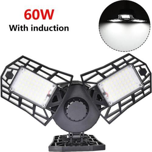 60W 6000LM E27 LED Deformable Lamp IP65 Waterproof Garage Light 85-265V LED High Bay Lighting For Industrial Warehouse Workshop