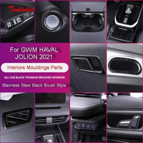 Tonlinker Interior Mouldings Black Brush Stickers For Great Wall Haval JOLION 2021 Car Styling 1/ PCS Stainless Steel Stickers