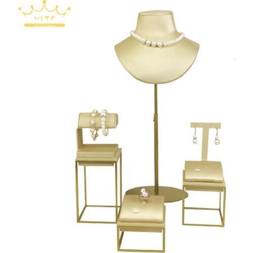 Jewelry Store New Quality Gold Stainless Steel Window Showcase Ring Earring Bracelet Watch Necklace Jewelry Display Stand Kit