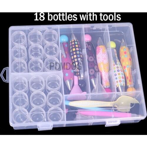 18 Bottle Diamond Painting Storage box Cross Stitch Tools Kit Tweezers Pen Tray Glue Diamond Painting Accessoires Cross Stit