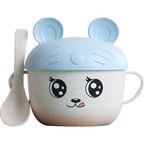 2Pc/set Baby Dishes Baby Food Storage Cartoon Pattern Bowl Spoon Set For Kids Children Tableware Eco-friendly Baby Training Bowl