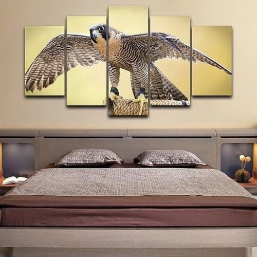 5 Pieces Falcon Canvas Wall Art Hd Printed Modern Painting Animal Posters Picture Living Room Modular Home Decoration