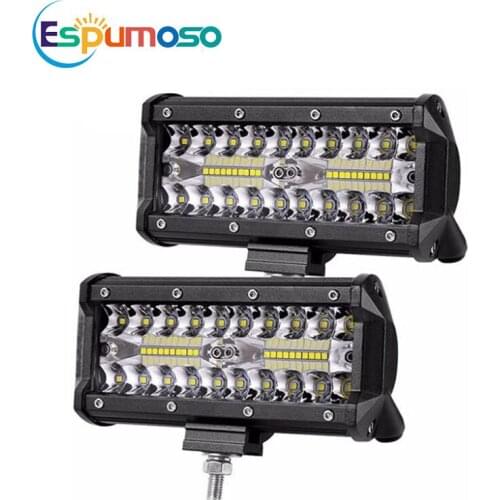 7 Inch 120W Work Light Bar Combo Beam 12V 24V Car Driving Fog Lamp for Off Road Truck 4WD 4x4 Motorcycle Auto Light 6500K