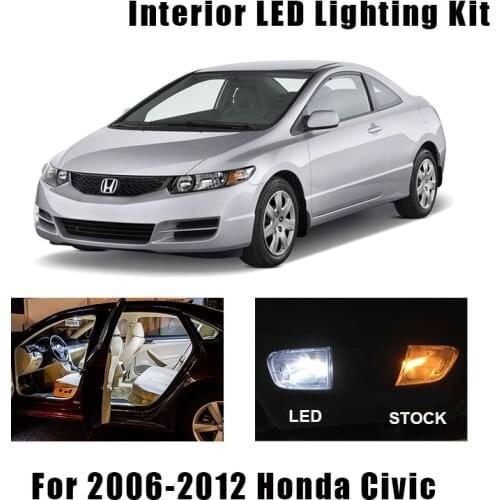 8 Bulbs White Interior LED Car Map Ceiling Light Kit Fit For Honda Civic 2006-2008 2009 2010 2011 2012 Cargo Trunk License Lamp