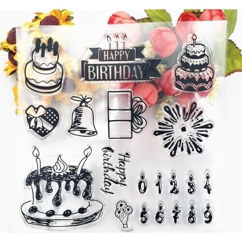 Birthday Cake Transparent Silicone Seal Vintage Character Stamp DIY Decoration Hand Account Rubber Stamp Crafts