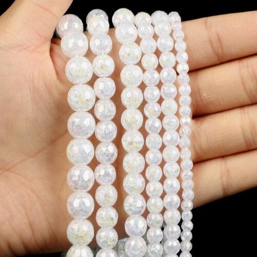 Natural Stone Beads Cut Surface White Burst Flower Stone Loose Beads for Jewelry Making Needlework DIY Bracelet Strand 4-12 MM