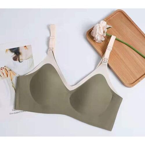 Bras Ice Silk Breast-Feeding Underwear Bras Womens Gathered Color Matching Skin Friendly Pregnant Fashionable Simple Bras