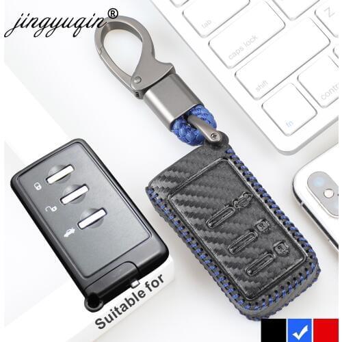 Jingyuqin Fiber Carbon Leather key Cover Case For Subaru forester Outback Legacy XV 3 Button Smart Fob Car Accessories