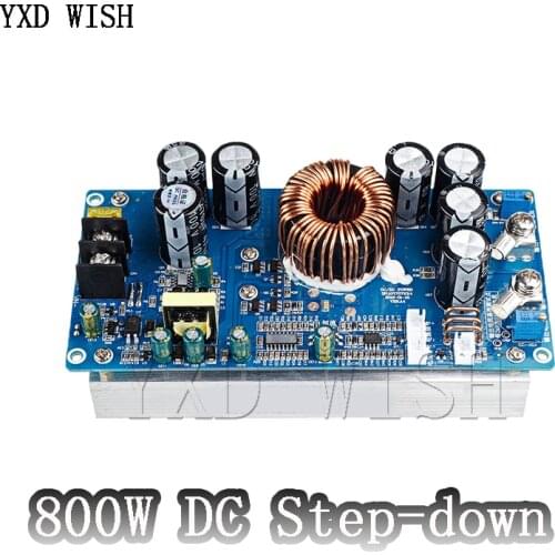 DC-DC 30A 800W Buck Voltage Convertor Step Down Power Supply Module With Fan Adjustable CVCC 20V-70V to 2.5V-58V High Power