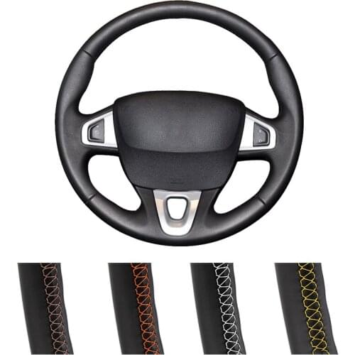 DIY Customized Car Steering Wheel Cover For Renault Megane 3 2009-2014 Scenic 2010-2015Fluence ZE 2009-2016Leather Steering Wrap