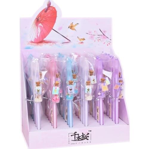 36 pcs/lot Luminous Constellation Pendant Gel Pen Kawaii 0.5mm black ink Signature Pens office school writing supplies gift