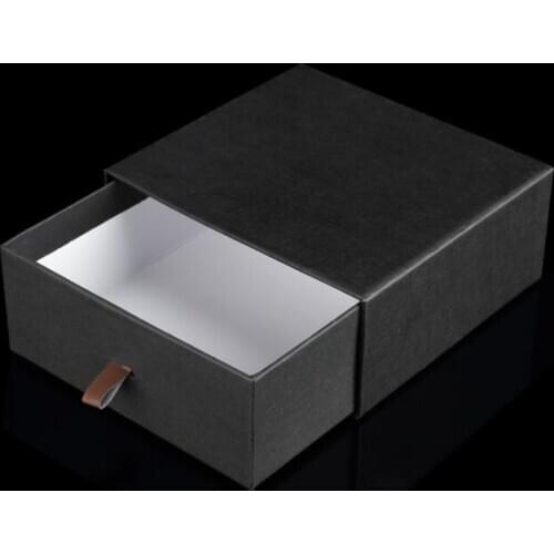 50pcs/lot Classic Black Wallet/Belt Packaging Boxes Drawer Type Cardboard Belt Packing Storage Box Carrying Cases Wholesale