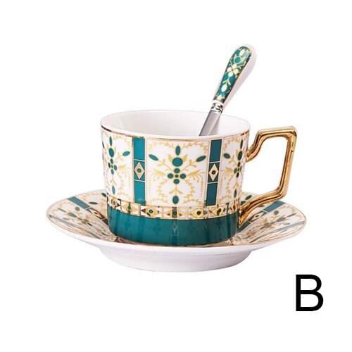 Nordic Style Bone China Coffee Cup Saucer Spoon Set 200ml British Cafe Porcelain Tea Cup Advanced Ceramic Teacup
