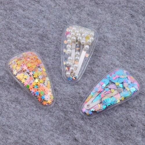 2 PCS Korean Fashion Colorful Quicksand Sequins Hair Clips For Women Girls Pearls Hairpins BB Clips Headwear Hair Accessories