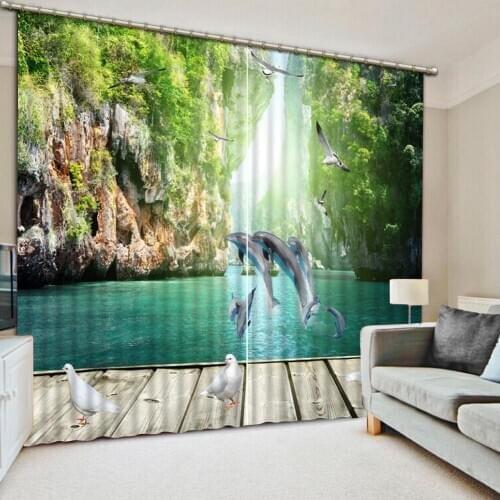 Beautiful mountains and rivers 3d Window Curtain Blackout custom for Living Room Bedroom Kitchen Door Drapery Home Decor