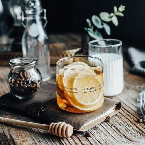 Creative Glass Mug Letter Printing Breakfast Milk Coffee Cup Crystal Transparent Heat-resistant Cup Home Drinkware Gift