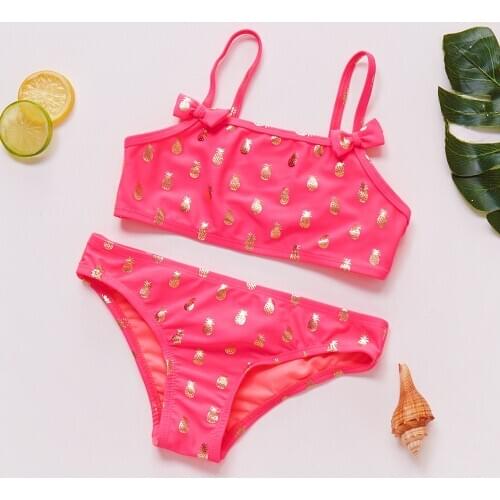 3~8Y Toddler Baby Girl Swimsuit Two pieces Girls swimwearPineapple print Baby girls Bikini set Tankini set Beachewear