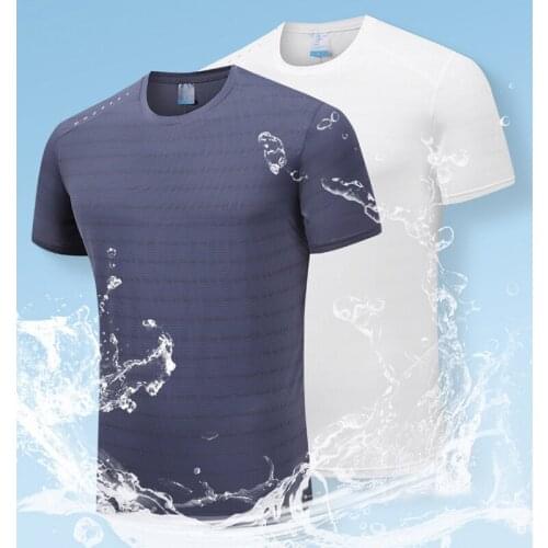2021 Summer Sport t Shirts Men Quick Drying Short-Sleeved Running t-Shirt Ice Silk Mens Solid Workout Training Top Gym Clothing