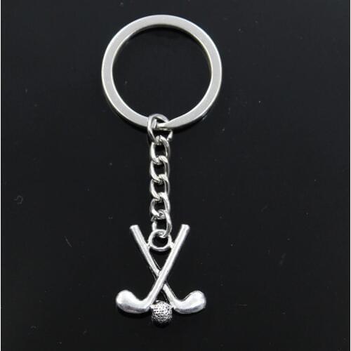 Fashion Keychain 25x22mm Hockey Stick Club Pendants DIY Men Jewelry Car Key Chain Ring Holder Souvenir For Gift