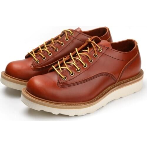 Yomior 2021 Japanese Casual Men Shoes Vintage Handmade Top Quality Ankle Boots Cow Leather Round Toe Tooling Motorcycle Boots