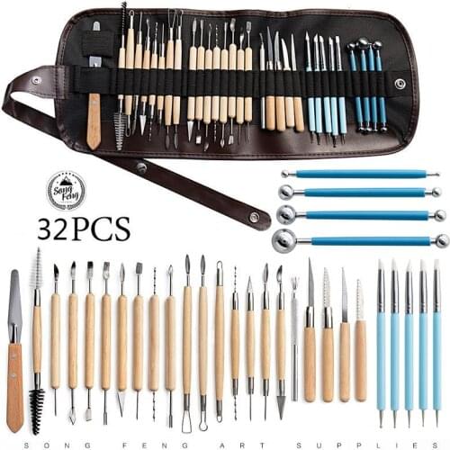 32 piece ceramic tool set clay stone plastic carving knife clay DIY silica gel point drill pen indentation ball point pen