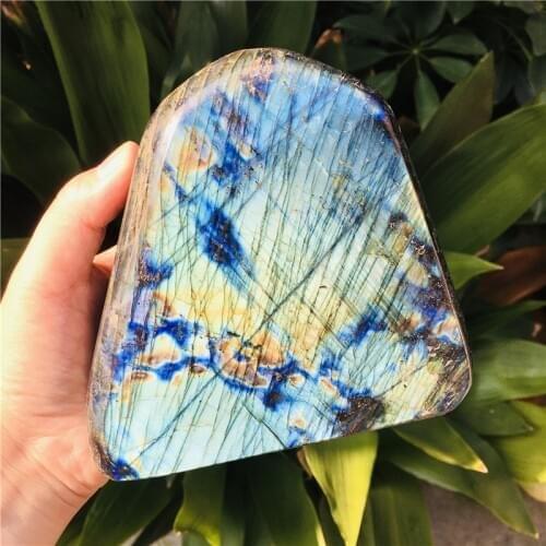 Natural Crystal Moonstone Raw Gemstone Ornament Polished Quartz Labradorite Handicraft Decorating Stone Healing