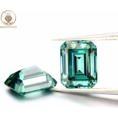 Wholesale Green Moissanite Diamond Loose Gemstone Excellent Emerald Cut 2x4mm-10x14mm For DIY Rings Bracelet Jewelry Making