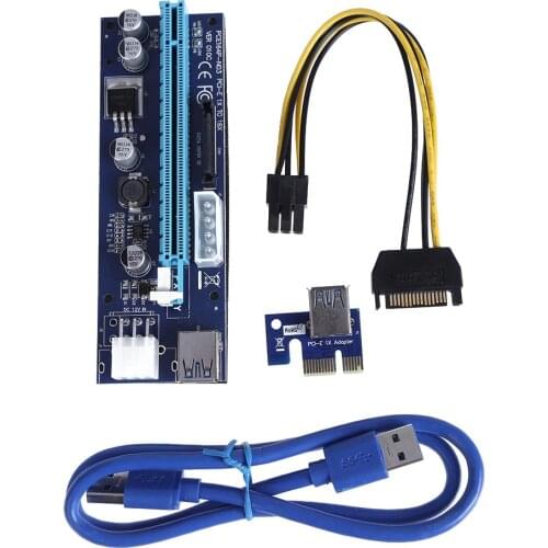 Pcie Pci-e Pci Express Riser Card 1x To 16x GPU Usb 3.0 Extender Riser X1 X16 Card Adapter SATA 6Pin Power Cable For Miner