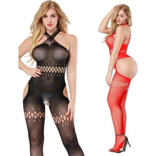 Pafiforkins Bodysuit Sexy Nightwear Lingerie for Plus Size Women Temptation Pajamas Transparent Hollow Open Gear One-piece Mesh