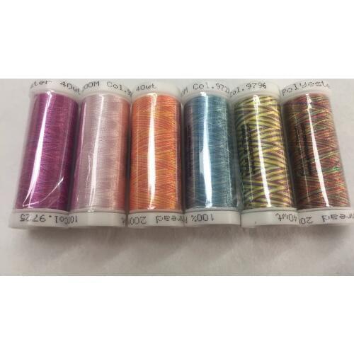 Simthread Variegated Colors Multi-colors Polyester Embroidery Thread 6 Colors 300 Yards Per Spool