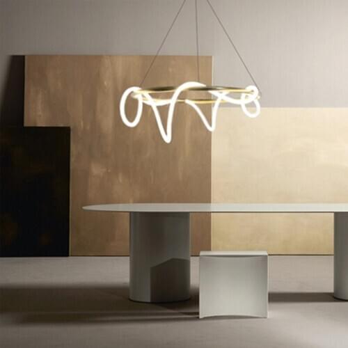 Modern minimalist line living room dining room lamp minimalist musical note led chandelier creative bedroom hanging lamps