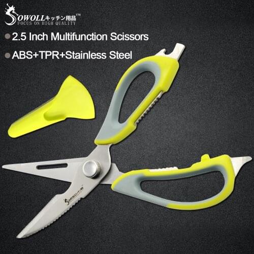 Sowoll Chicken Bone Shear Kitchen Scissors Cutter Knife Board Stainless Steel Vegetable Meat Potato Cheese Meat Cut
