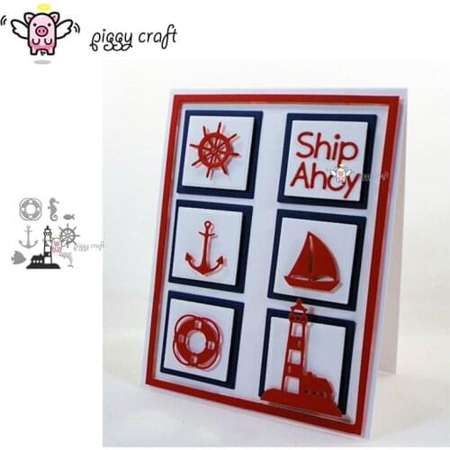 Piggy Craft metal cutting dies cut die mold Nautical Set decoration Scrapbooking Album Embossing Paper Cards Making Crafts Die