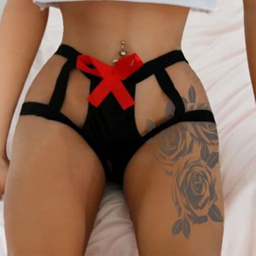 M-3XL Sexy Bandage Panties Plus Size Women Bowknot Underwear G-String Underpants Porno Sexy Lingerie Stretch Briefs Hot Erotic